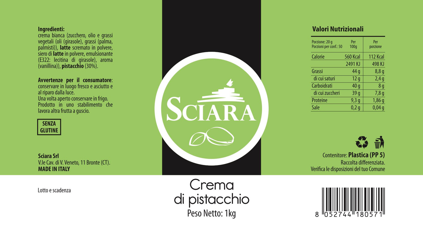 crema di pistacchio etichetta - sciara pistacchio bronte