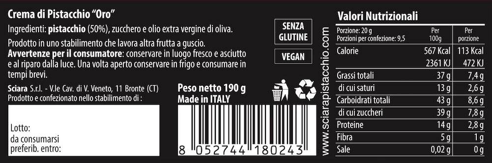 Box Pistacchio senza latte - Oro - Sciara La terra del pistacchio Bronte