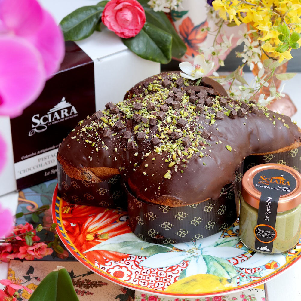 Colomba Pistacchio e "Cioccolato di Modica IGP" - Sciara La terra del pistacchio Bronte