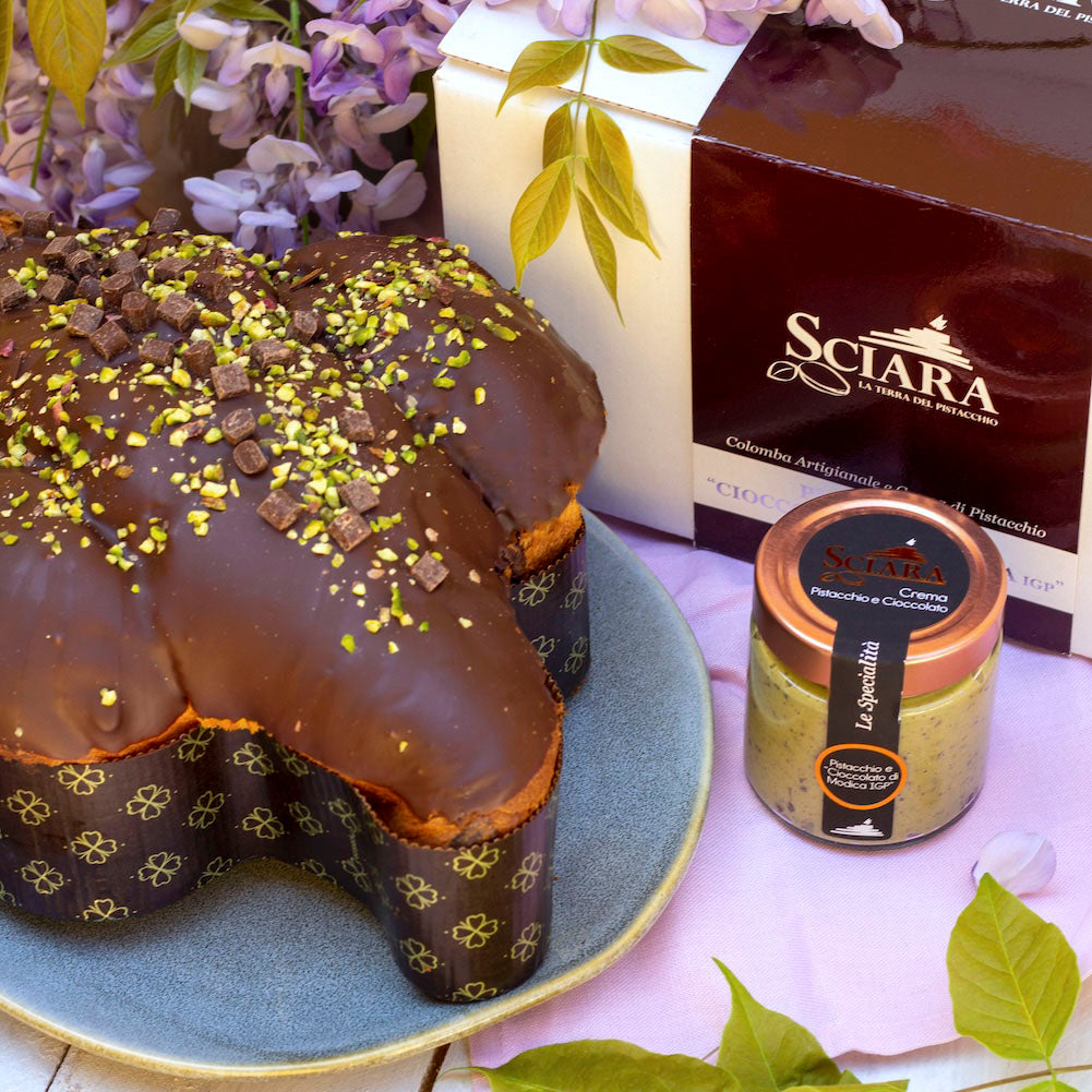 Colomba Pistacchio e "Cioccolato di Modica IGP" - Sciara La terra del pistacchio Bronte