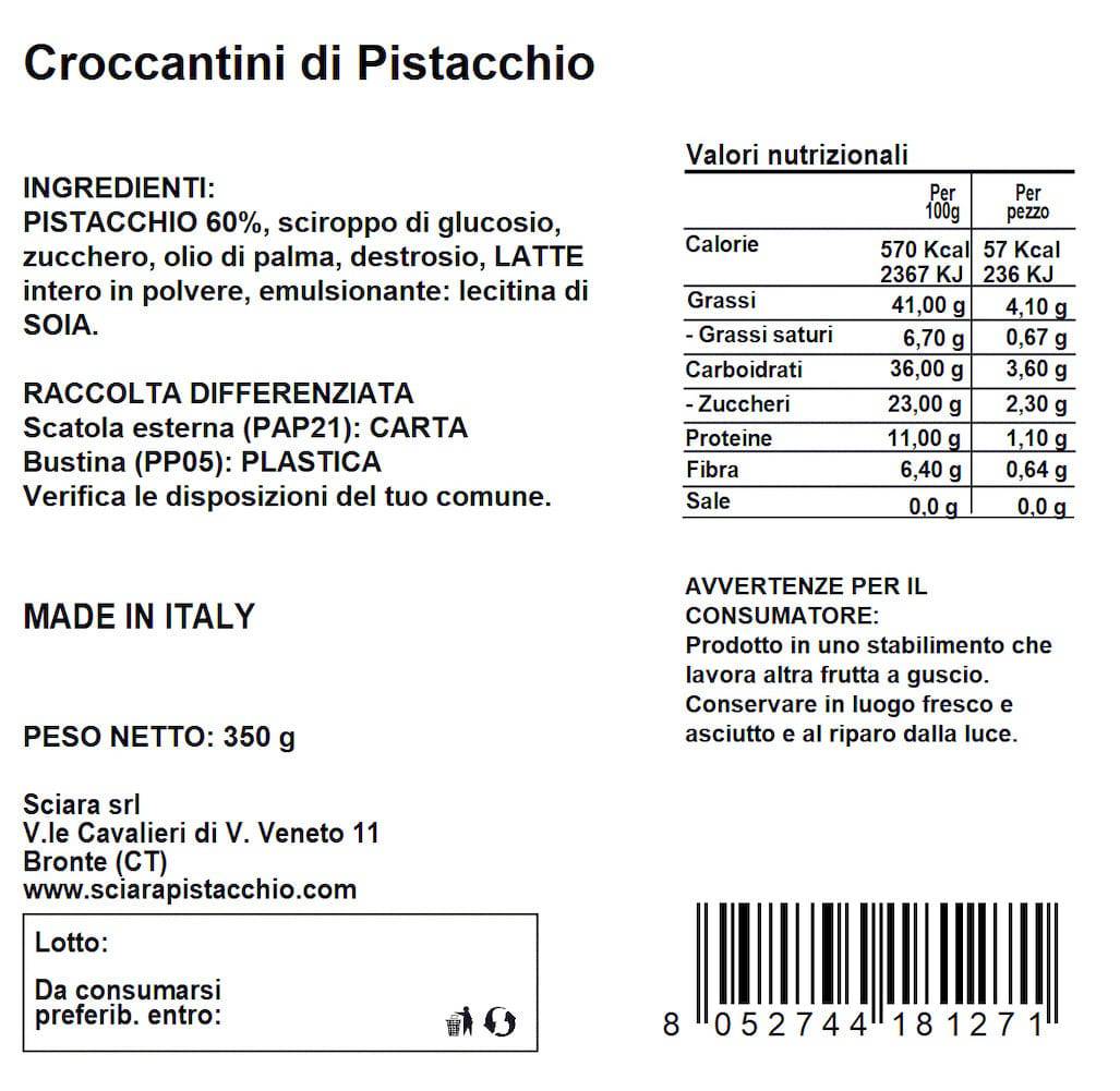 Croccantino di Pistacchio confezione da 350 grammi - Sciara La terra del pistacchio Bronte