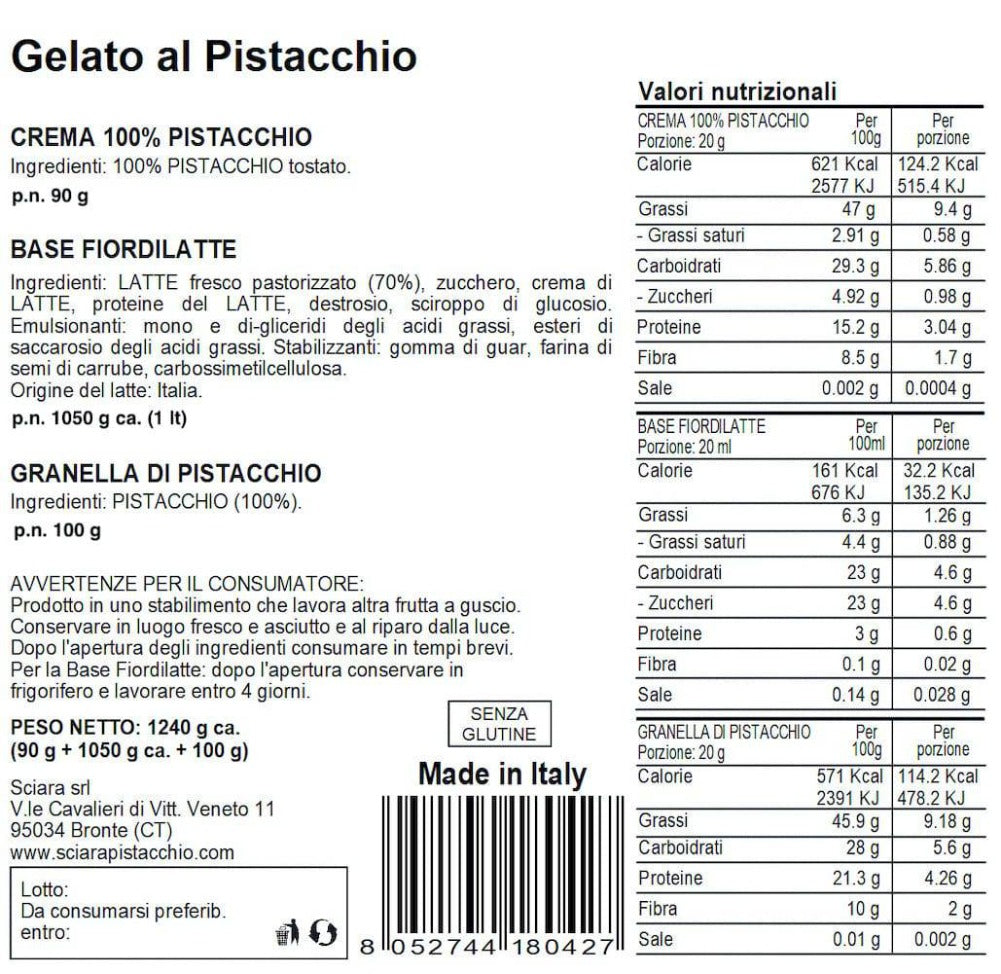 Kit Gelato al Pistacchio - Sciara La terra del pistacchio Bronte