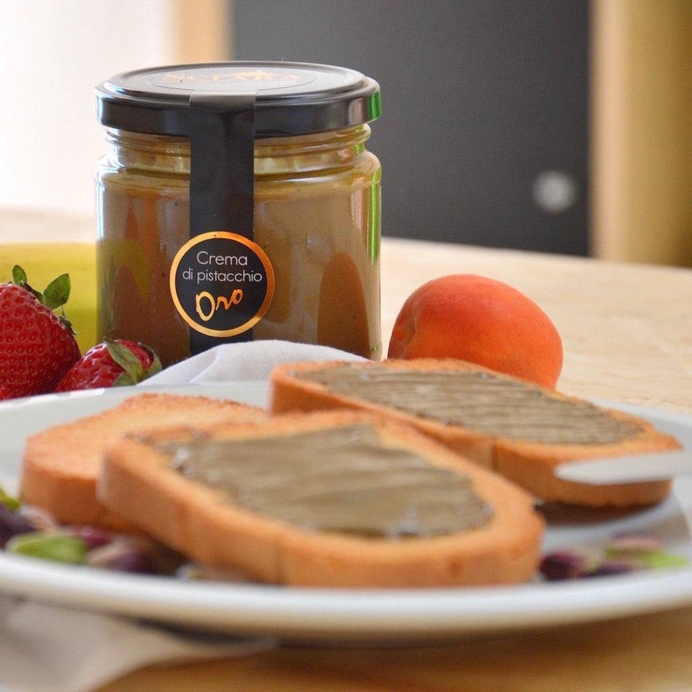 Mix Creme spalmabili senza latte Pistacchio, Mandorla e Nocciola 190 grammi x 3 - Le Oro - Sciara La terra del pistacchio Bronte