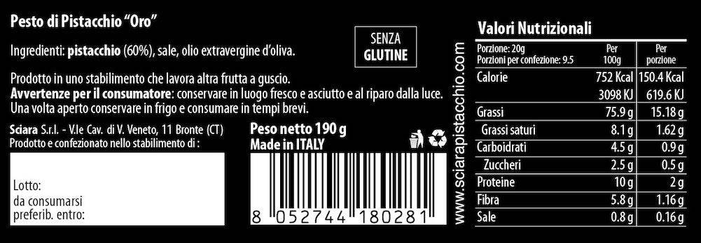 Pesto di Pistacchio in Olio extravergine d'oliva - Sciara La terra del pistacchio Bronte