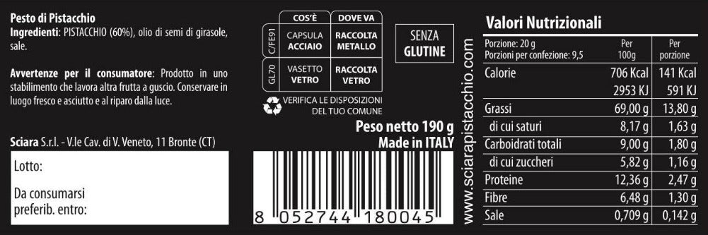 Pesto di Pistacchio - Sciara La terra del pistacchio Bronte