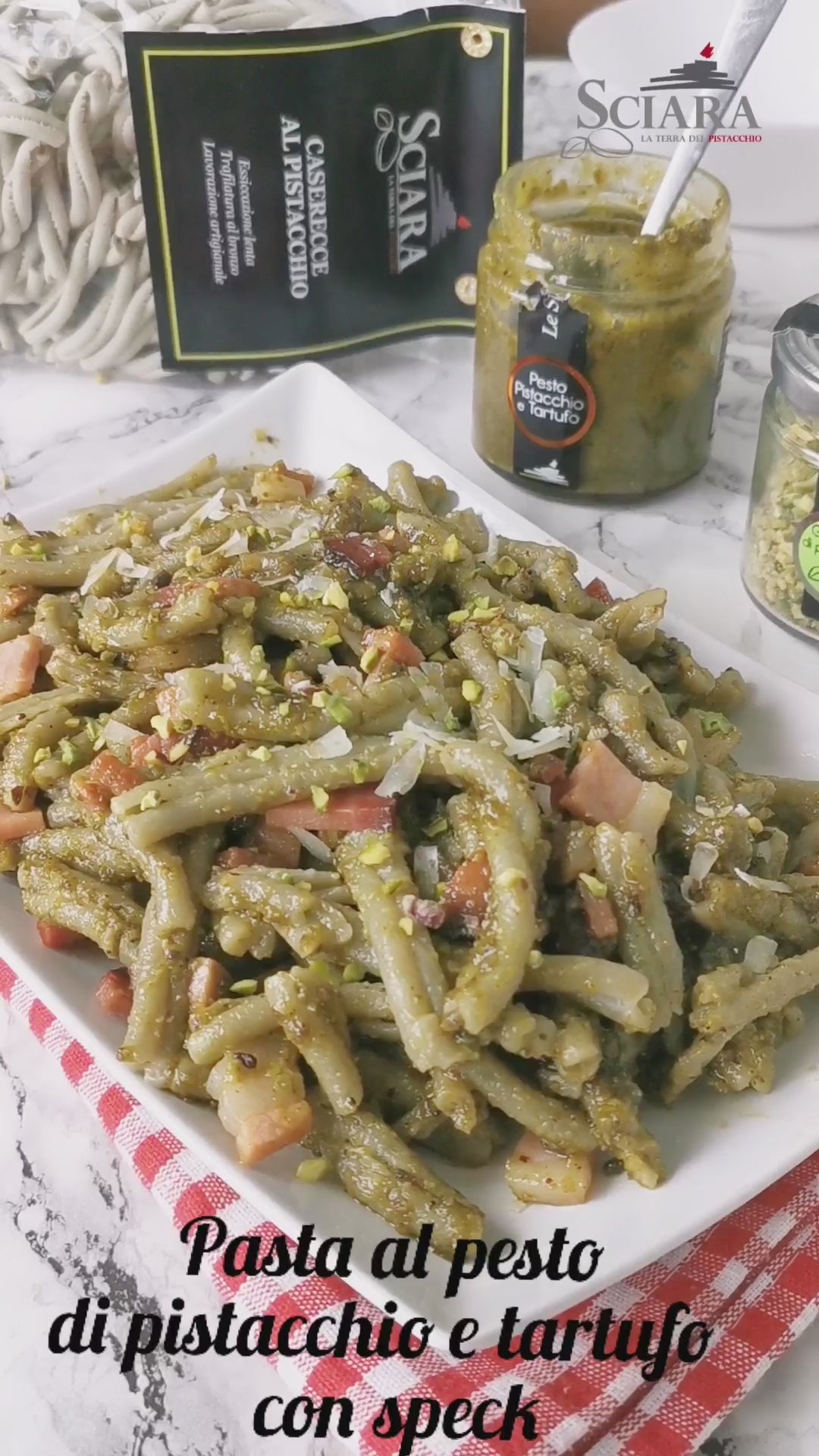 Caserecce al Pistacchio - pasta al pistacchio bronte sciara