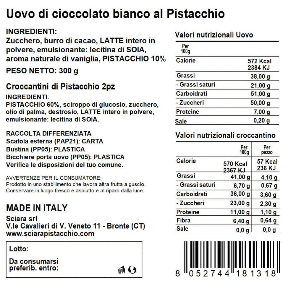 Colomba al Pistacchio e Uovo al Pistacchio - Sciara La terra del pistacchio Bronte
