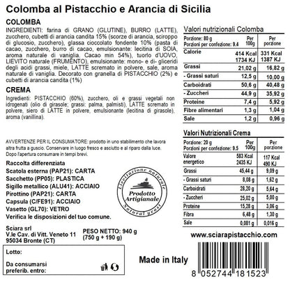 colomba pistacchio e arancia di sicilia - sciara pistacchio bronte