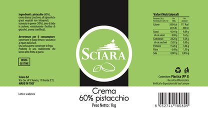etichetta crema di pistacchio 60% intensa sciara pistacchio bronte