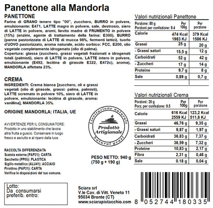 Panettone alla Mandorla a lievitazione naturale - Sciara La terra del pistacchio Bronte