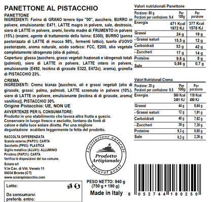 etichetta panettone al pistacchio sciara