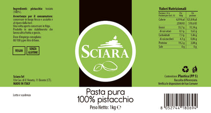 pasta pura pistacchio bronte sciara - etichetta secchiello