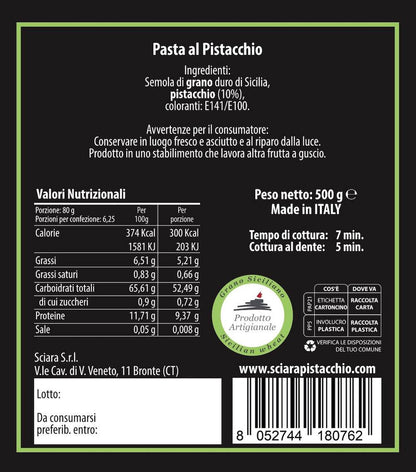 Caserecce al Pistacchio - pasta al pistacchio bronte sciara