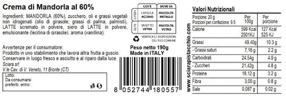 Crema di Mandorla al 60% 190 grammi - La Intensa - Sciara La terra del pistacchio Bronte
