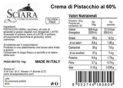 Crema di Pistacchio al 60% 1 kg - La Intensa - Sciara La terra del pistacchio Bronte