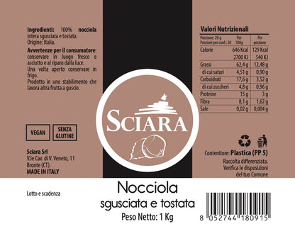 etichetta nocciole sgusciate tostate sciara