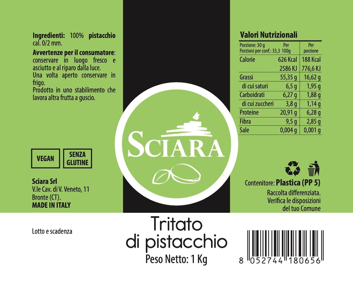 Tritato di Pistacchio etichetta - Sciara La terra del pistacchio Bronte