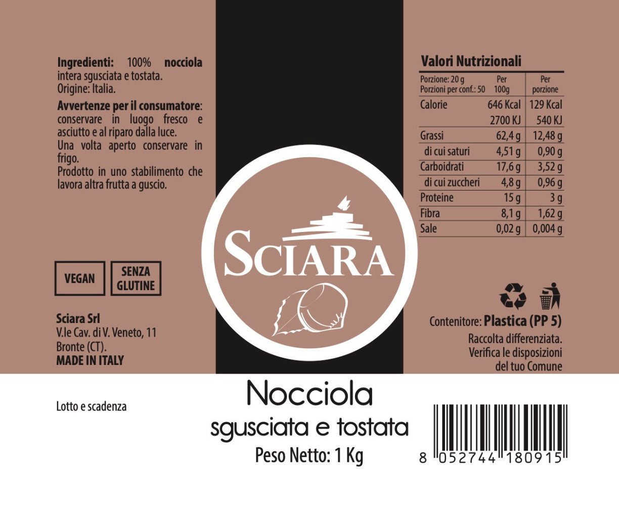 Nocciole sgusciate tostate - Sciara La terra del pistacchio Bronte