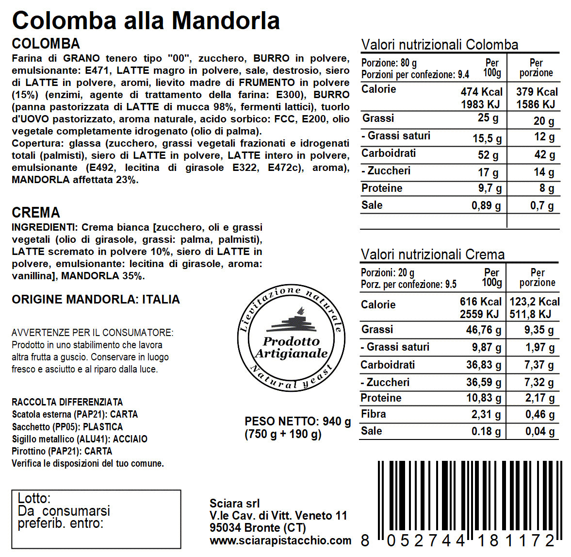 colomba alla mandorla