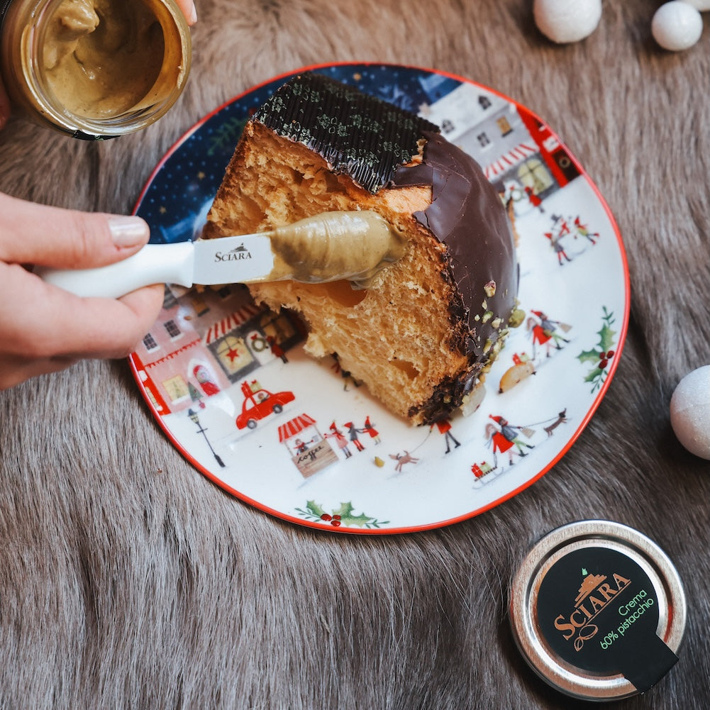Panettone Pistacchio e Arancia di Sicilia con Crema di Pistacchio al 60% - Sciara La terra del pistacchio Bronte