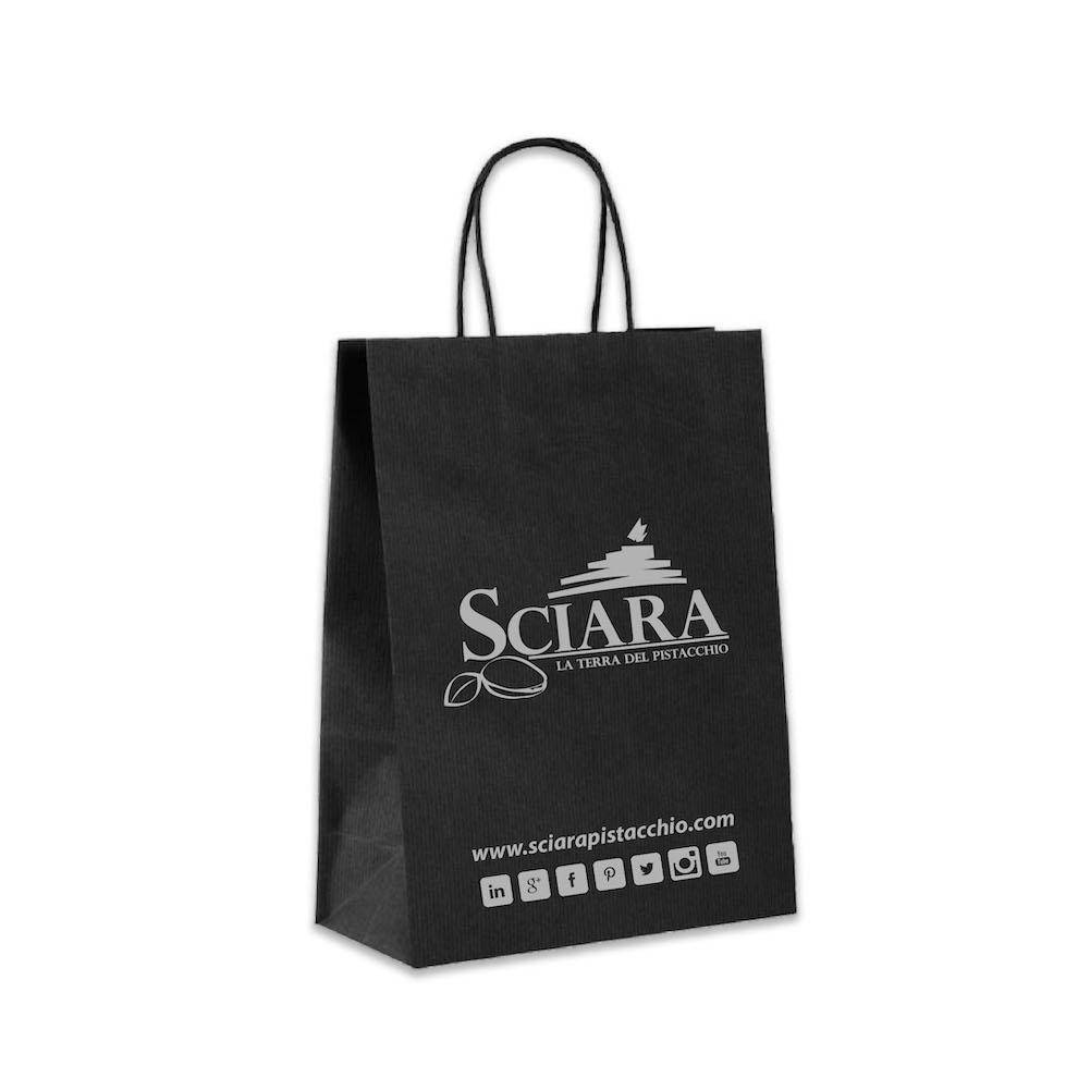 Shopper Sciara nera in carta misura M - Sciara La terra del pistacchio Bronte