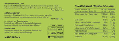 Torrone di Pistacchio 150 grammi - Sciara La terra del pistacchio Bronte
