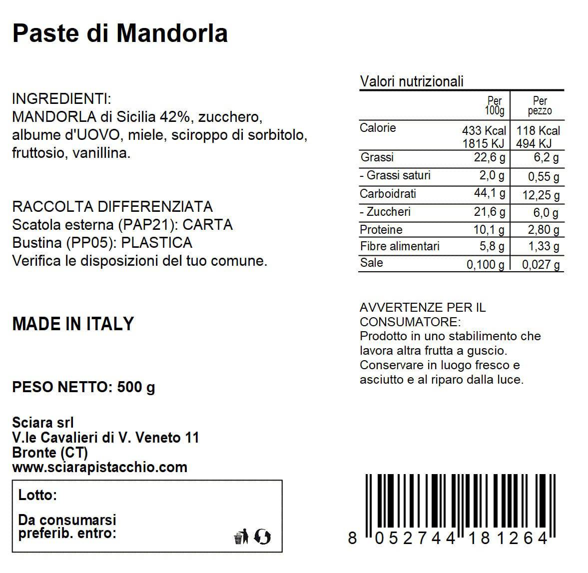 Paste di Mandorla - Sciara La terra del pistacchio Bronte